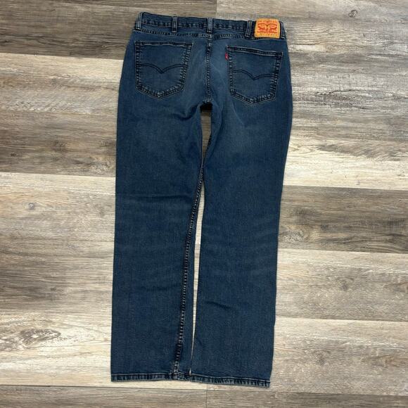 Levis 514 Faded Dark Wash Blue Mens 36x30 Straight‎ Fit Denim Jeans Red Tab - Picture 3 of 14